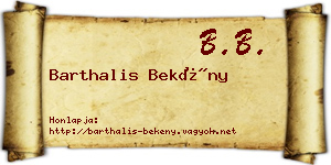 Barthalis Bekény névjegykártya